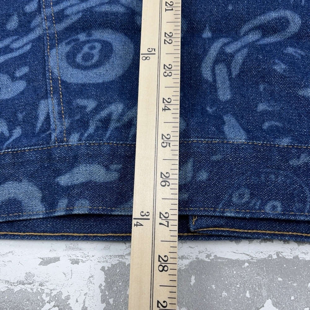 Wrangler Jacket Men XL Blue Denim Jean Deadfellaz AOP All Over Western Cowboy - Picture 11 of 14